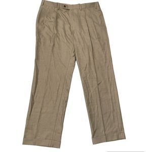 RALPH LAUREN TOTAL COMFORT MEN’S PANTS 38Wx 30L CAMEL BEIGE PLEAT FRONT